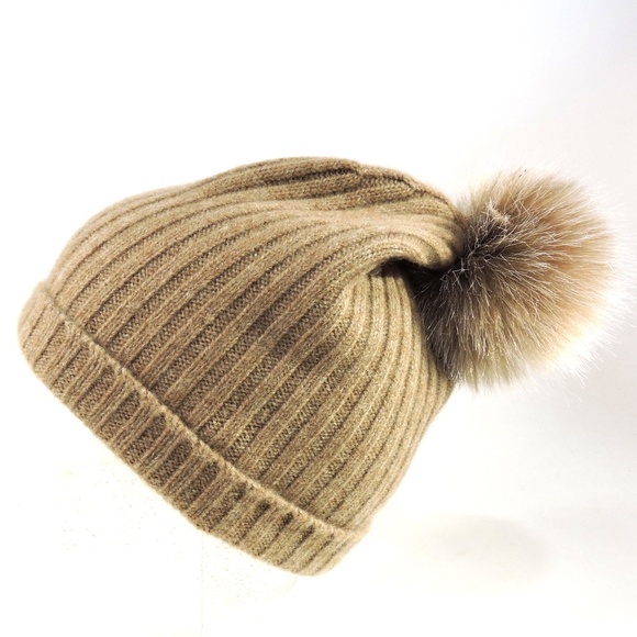 TAHARI ⚜ WOMEN\'S BROWN POMPOM WINTER HAT